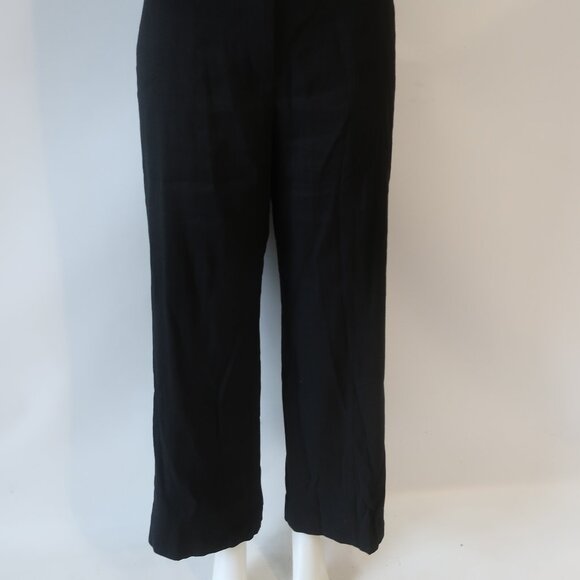 Womens Veronica Beard Sunny Button Tab Black Linen Blend Wide Leg Pants 8 - Picture 7 of 14